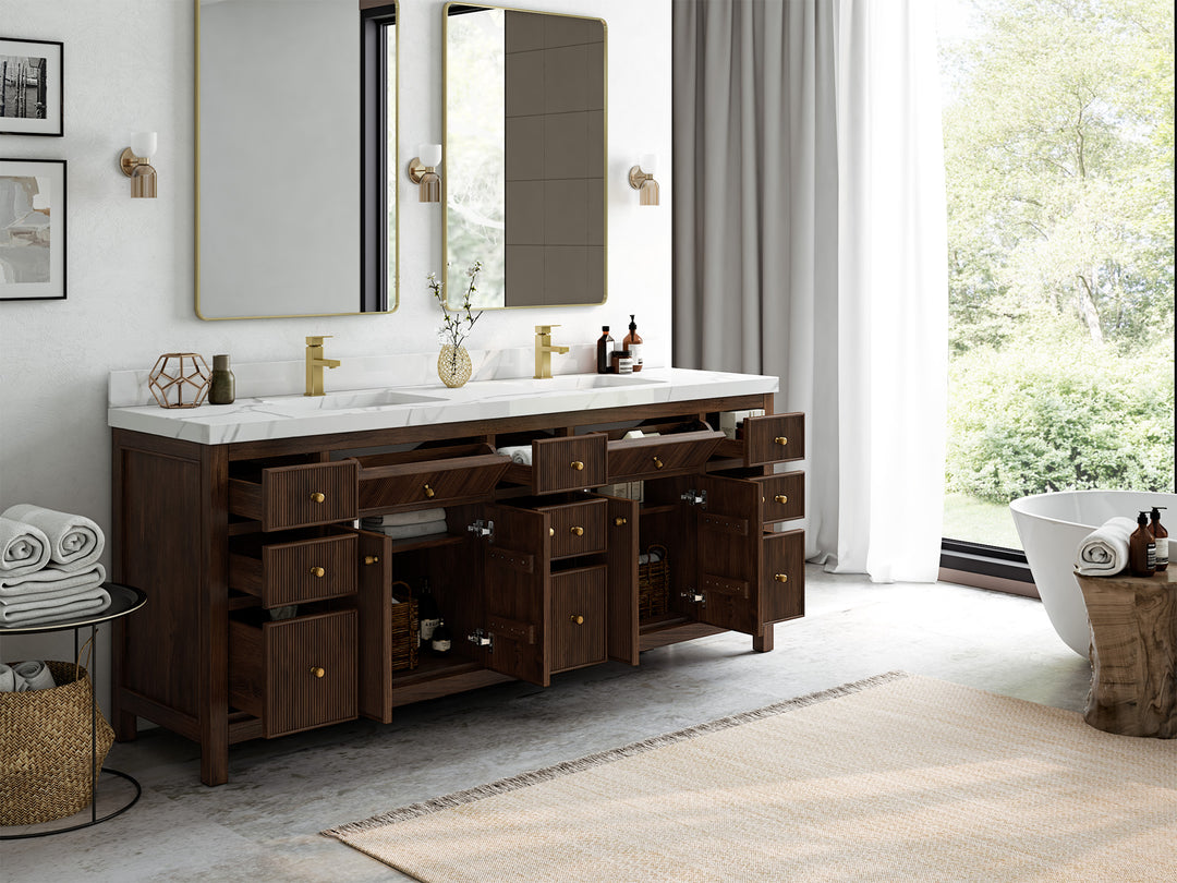 Sonoma Teak Wood 84 in. W x 22 in. D Double Sink Bathroom Vanity