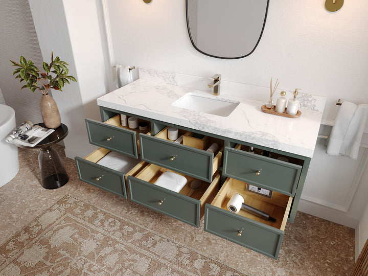 Roswell Floating 60 in. W x 22 in. D Single Sink Bathroom Vanity - photo 3