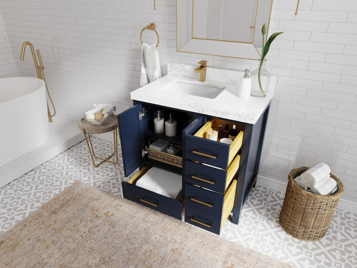 Malibu 36 in. W x 22 in. D Left Offset Sink Bathroom Vanity - photo 3