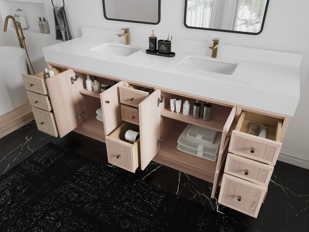 Manhattan White Oak 84 in. W x 22 in. D Double Sink Bathroom Vanity