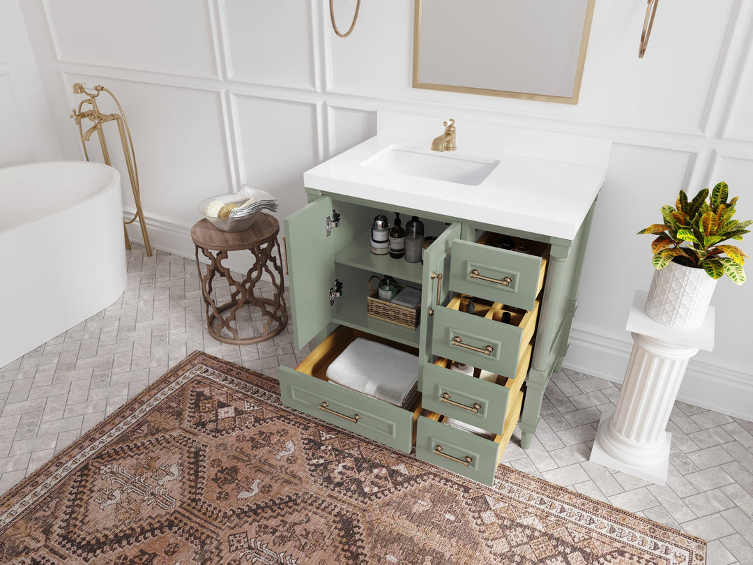 Aberdeen 36 in. W x 22 in. D Left Offset Sink Bathroom Vanity