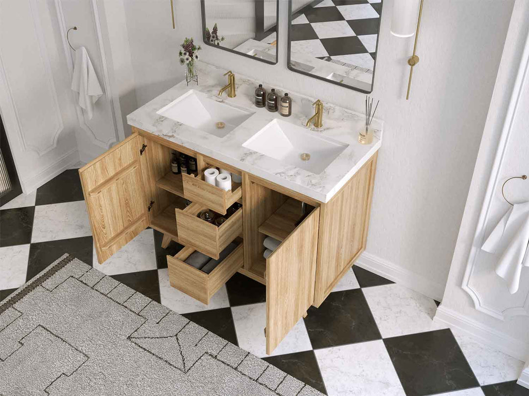Madison Teak Wood 48 in. W x 22 in. D Double Sink Bathroom Vanity