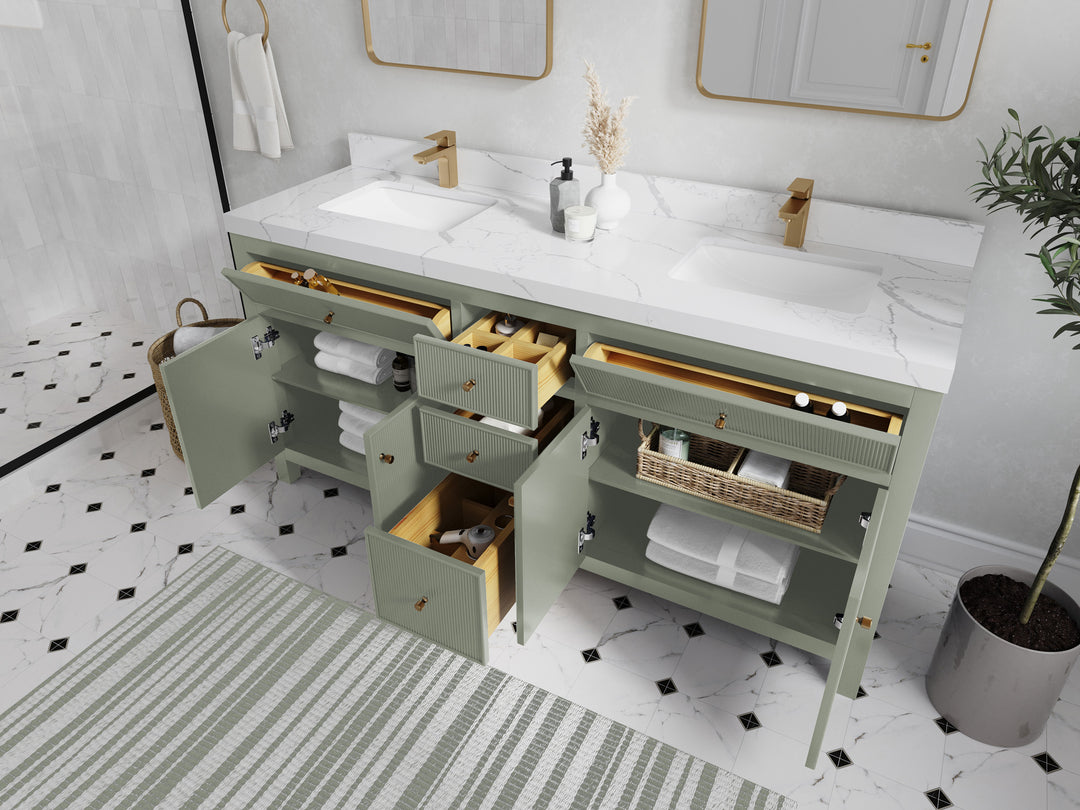 Sonoma 72 in W x 22 in D Free Standing Reeded Double Sink Bathroom Vanity