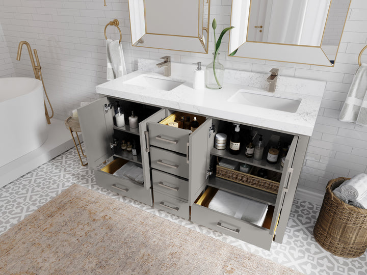 Malibu 60 in. W x 22 in. D Double Sink Bathroom Vanity - photo 3