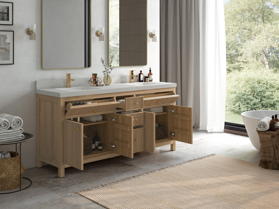 Sonoma Teak Wood 72 in. W x 22 in. D Double Sink Bathroom Vanity