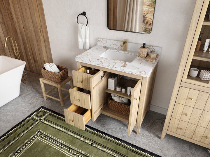 Atlanta White Oak 36" W x 22" D Center Sink Vanity for Elegant Bathrooms - photo 3