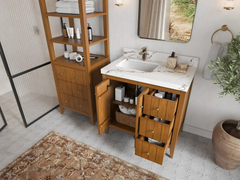 Atlanta Teak Wood 36 in. W x 22 in. D Left Offset Sink Bathroom Vanity - photo 3