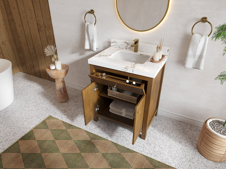 Chicago Teak 30 in. W x 22 in. D Single Sink Bathroom Vanity - photo 3