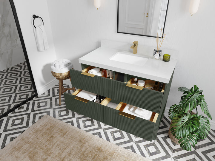 Catalina 42 in W x 22 in D Free Standing Reeded Single Sink Bathroom Vanity - photo 3