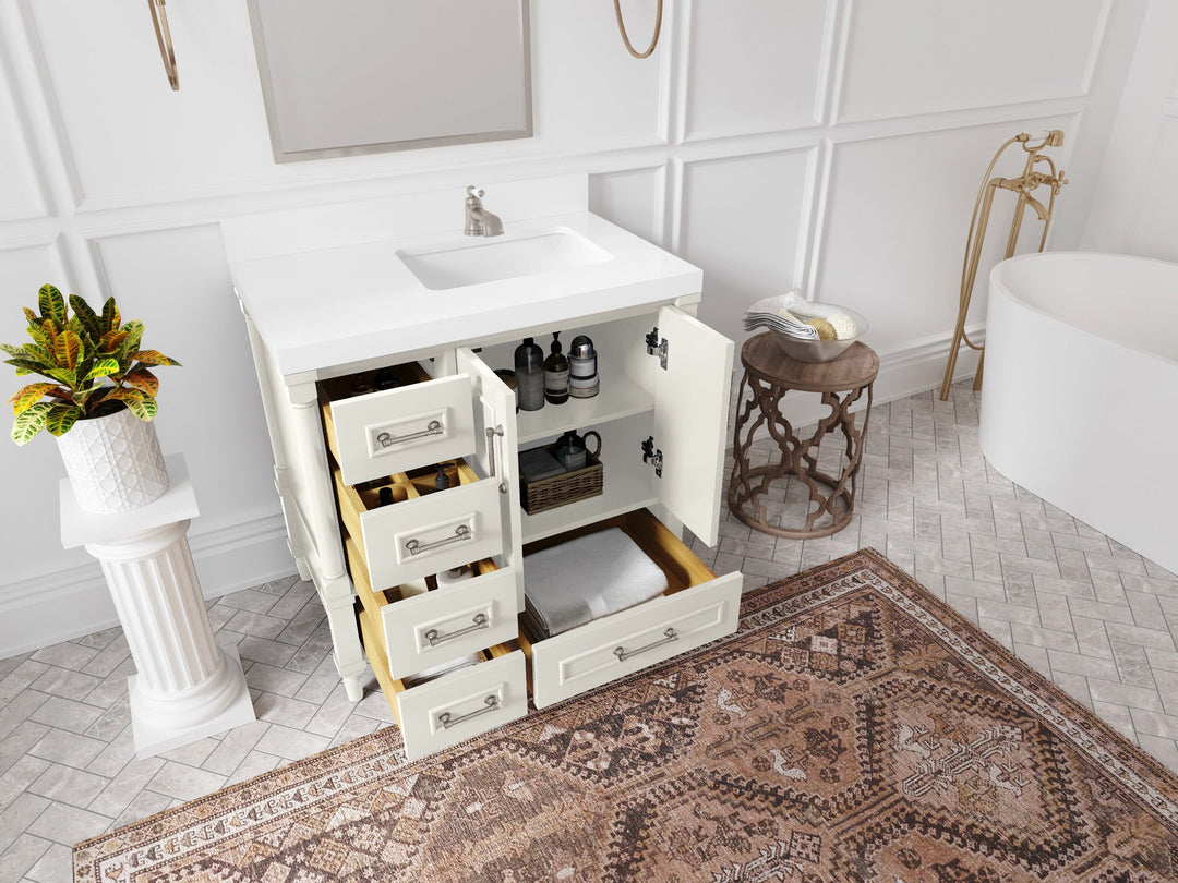 Aberdeen 36 in. W x 22 in. D Right Offset Sink Bathroom Vanity