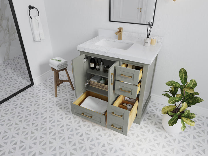 Boston 36 in. W x 22 in. D Left Offset Sink Bathroom Vanity - photo 3