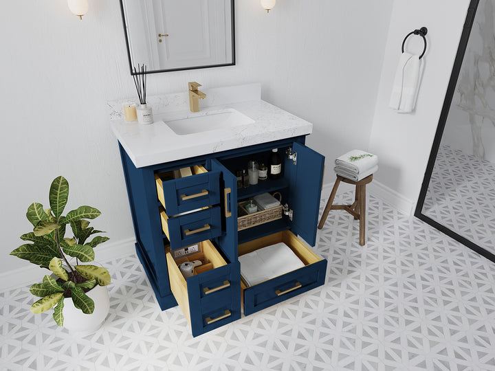 Boston 36" W x 22" D Center Sink Vanity for Modern Bathroom Spaces - photo 3