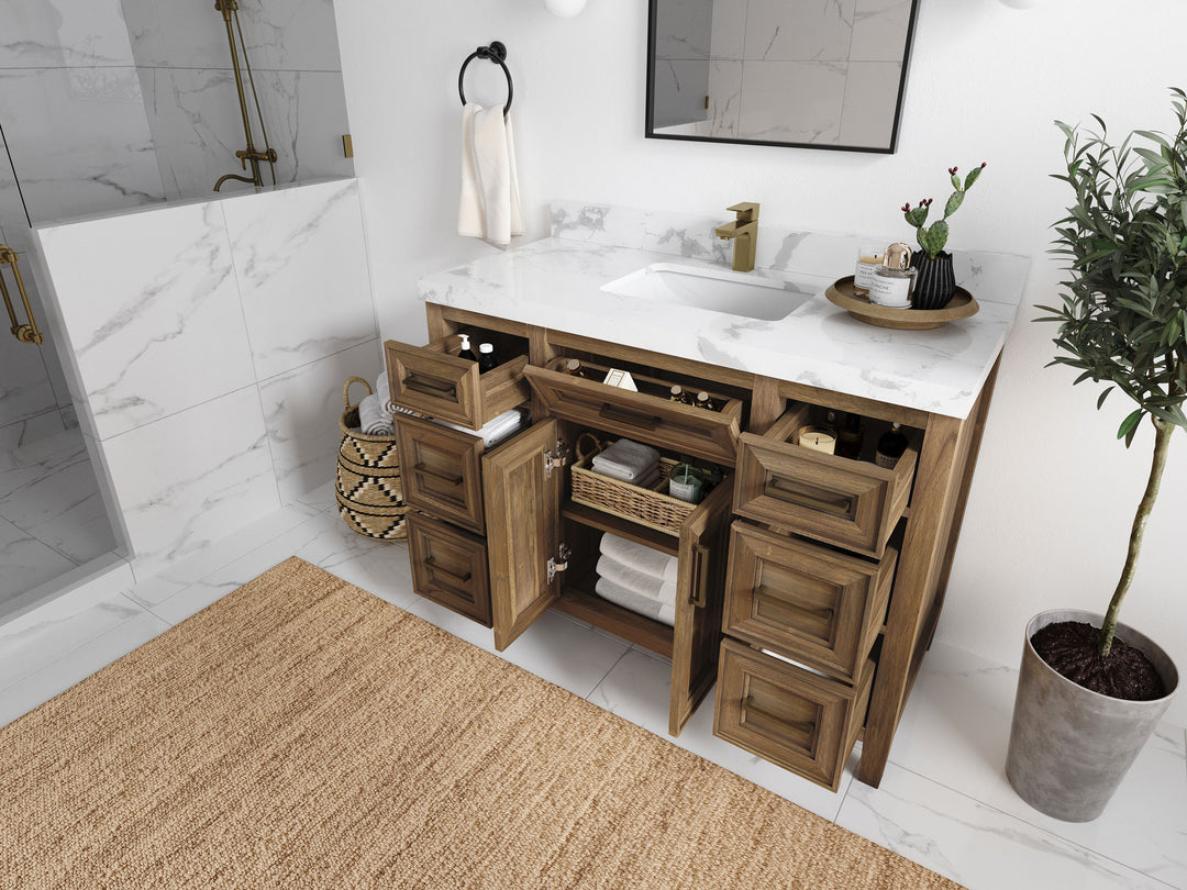Santa Monica Teak Wood 48 in. W x 22 in. D Single Sink Bathroom Vanity