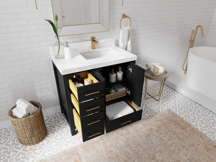 Malibu 36 in. W x 22 in. D Right Offset Sink Bathroom Vanity - photo 3