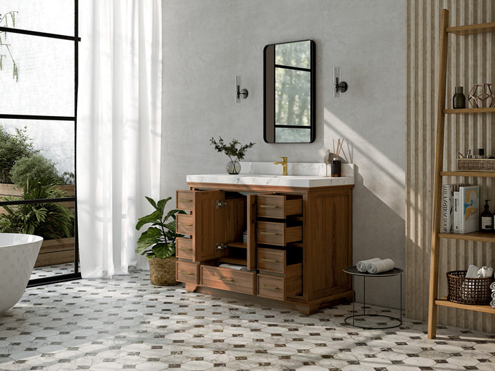 Charlotte 48 in. W x 22 in. D Single Sink Bathroom Teak Wood Vanity - photo 3