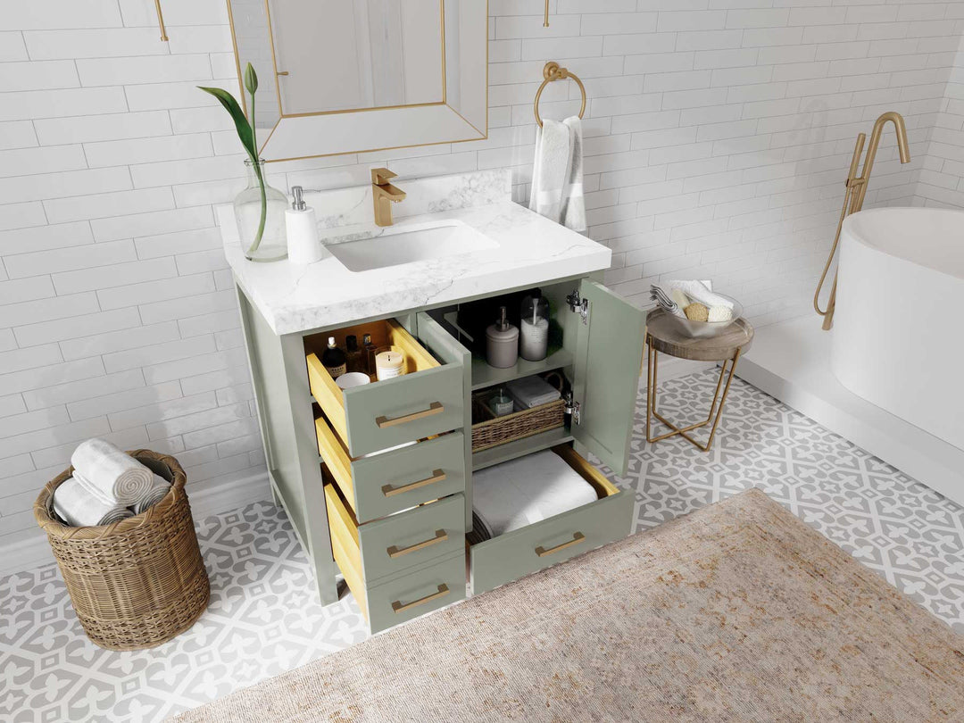 Malibu 36 in. W x 22 in. D Bathroom Vanity Center Sink 2