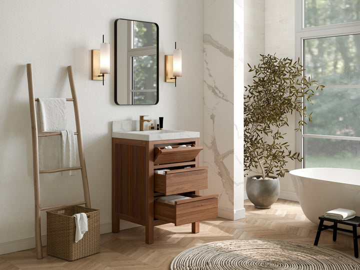 Elizabeth Teak Wood 24 in. W x 22 in. D Single Sink Bathroom Vanity - photo 3