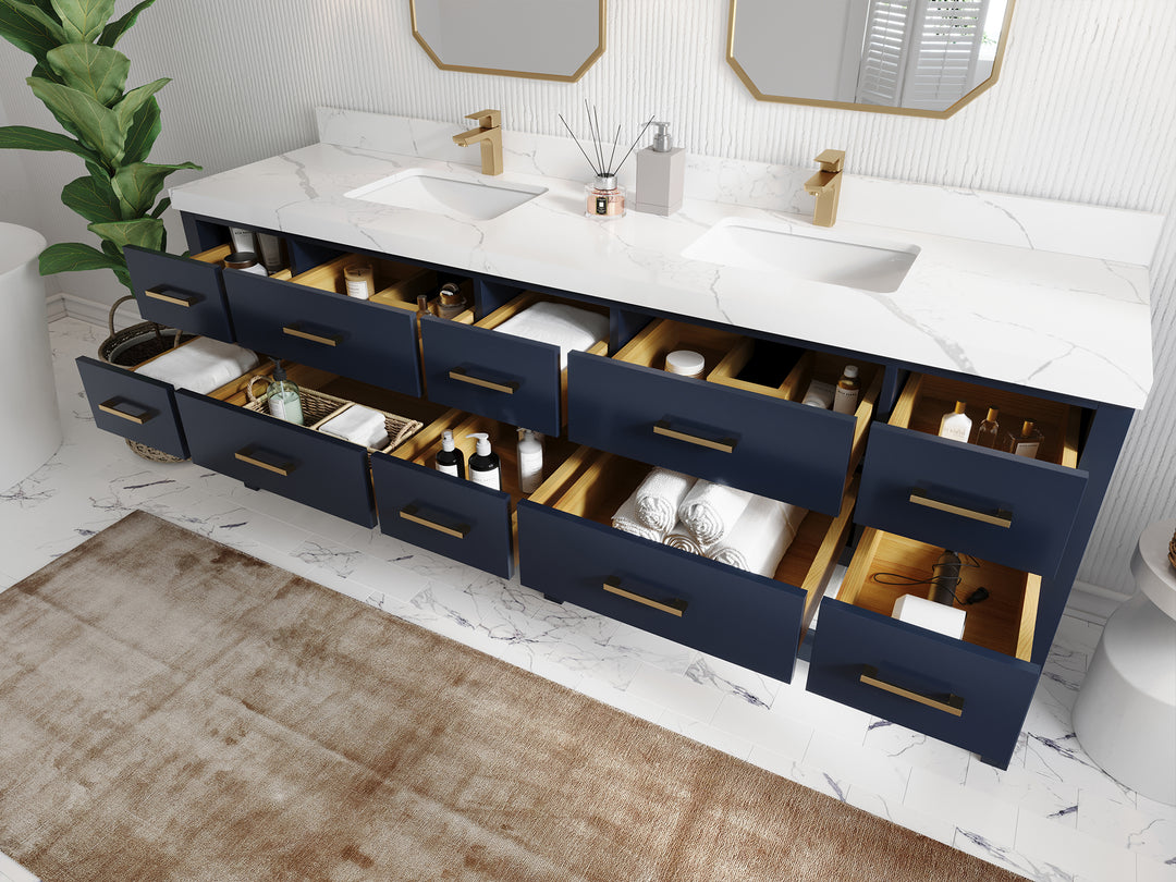 Parker 84 in. W x 22 in. D Double Sink Bathroom Vanity (Navy Blue)