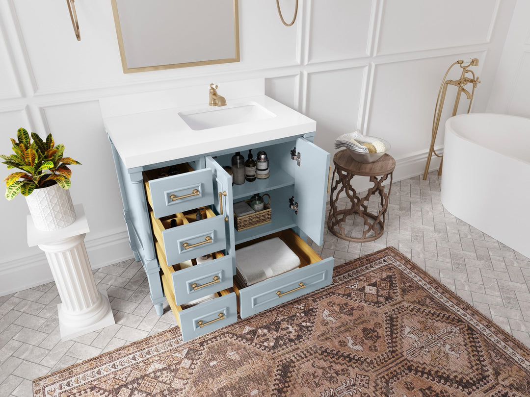Aberdeen 36 in. W x 22 in. D Right Offset Sink Bathroom Vanity