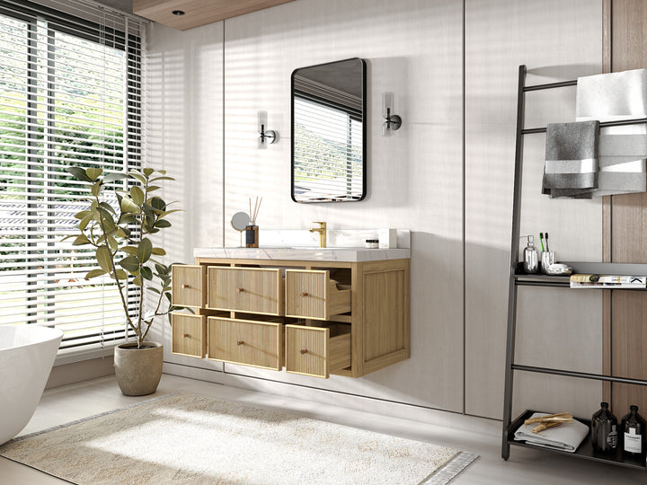 Sonoma Floating Teak 42 in. W x 22 in. D Single Sink Bathroom Vanity - photo 3