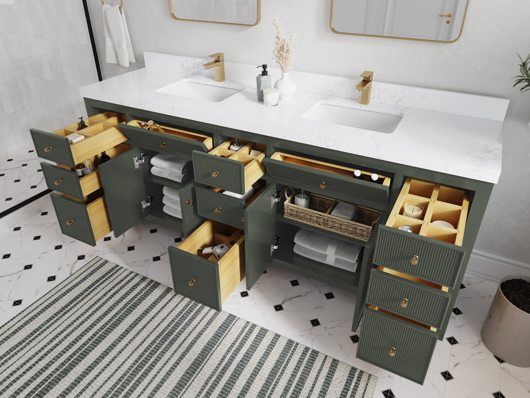 Sonoma 84 in W x 22 in D Free Standing Reeded Double Sink Bathroom Vanity