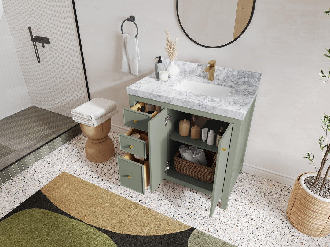 Chicago 36 in. W x 22 in. D Right Offset Sink Bathroom Vanity