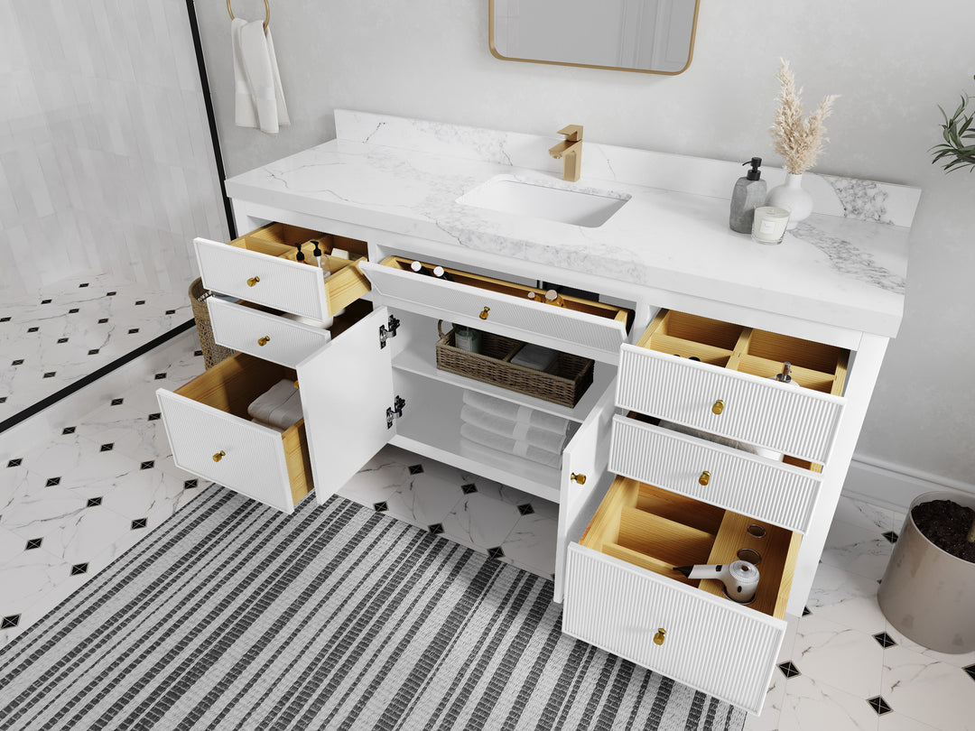 Sonoma 72 in W x 22 in D Free Standing Reeded Single Sink Bathroom Vanity