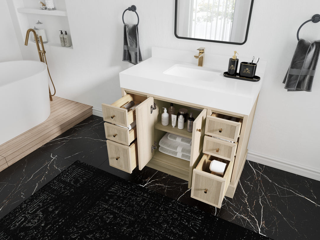 Manhattan White Oak 42 in. W x 22 in. D Single Sink Bathroom Vanity