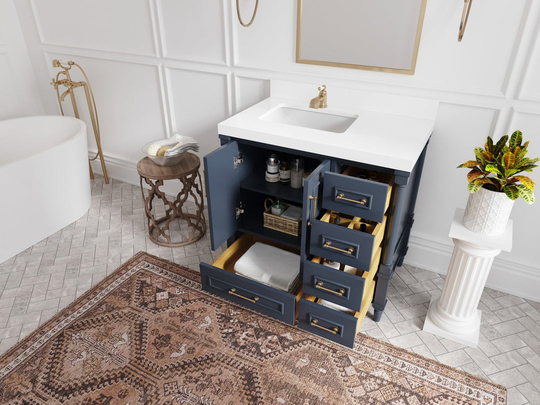 Aberdeen 36 in. W x 22 in. D Left Offset Sink Bathroom Vanity