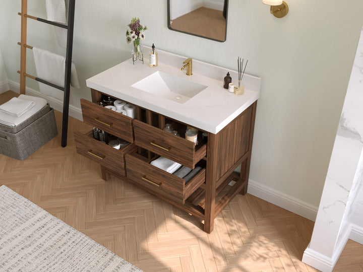 Parker Teak Wood 42 in. W x 22 in. D Single Sink Bathroom Vanity - photo 3