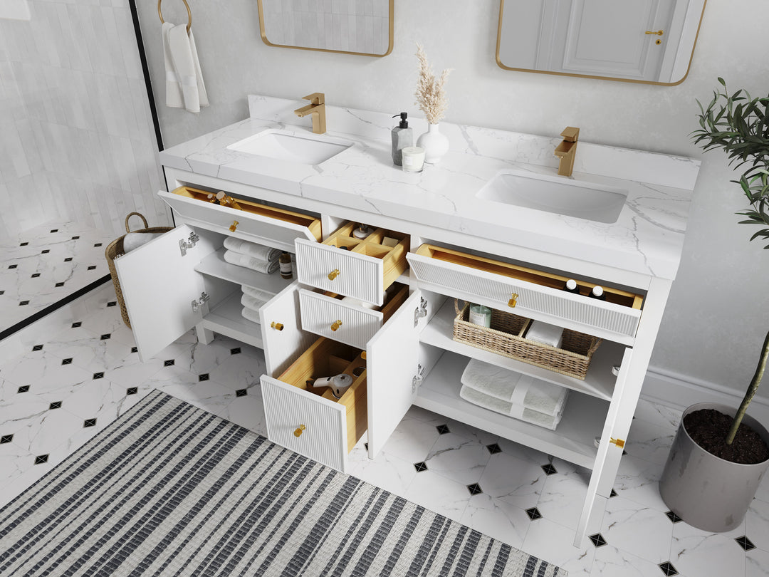 Sonoma 72 in W x 22 in D Free Standing Reeded Double Sink Bathroom Vanity