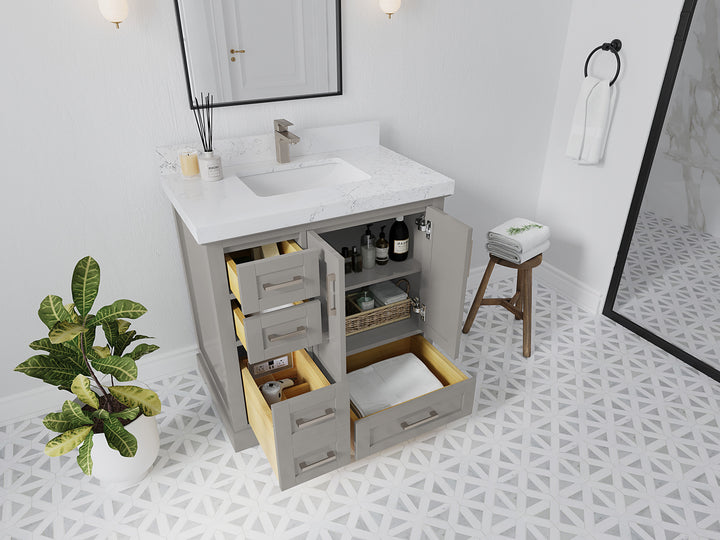 Boston 36" W x 22" D Center Sink Vanity for Modern Bathroom Spaces - photo 3