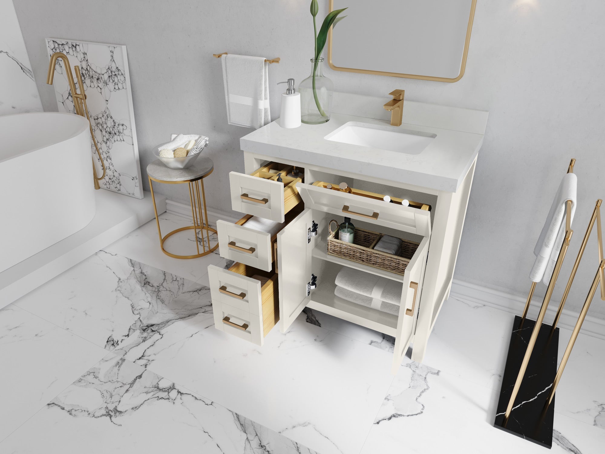 Cambridge 36 in. W x 22 in. D Right Offset Sink Bathroom Vanity