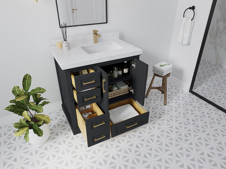 Boston 36 in. W x 22 in. D Right Offset Sink Bathroom Vanity - photo 3