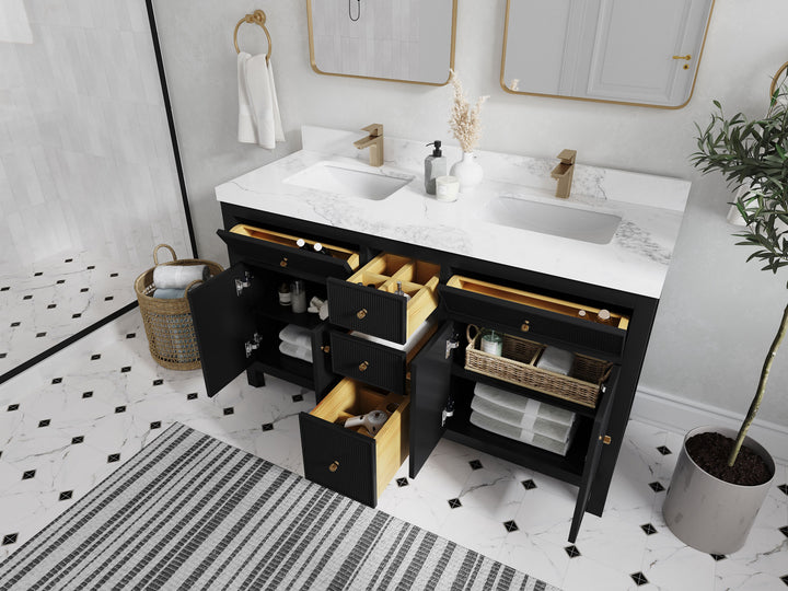 Sonoma 60 in W x 22 in D Free Standing Reeded Double Sink Bathroom Vanity - photo 3