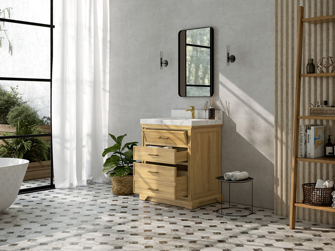 Charlotte 30 in. W x 22 in. D Single Sink Bathroom Teak Wood Vanity