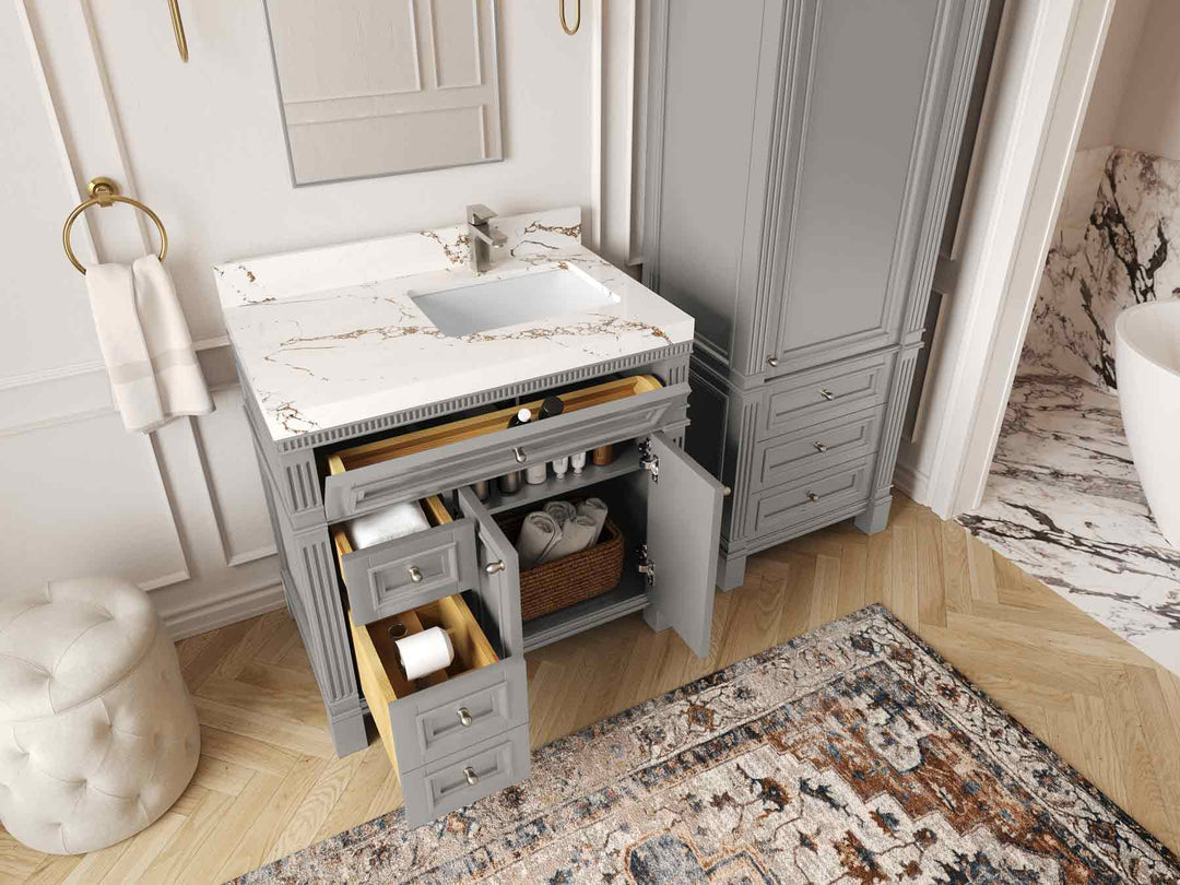 Paris 36 in. W x 22 in. D Right Offset Sink Bathroom Vanity