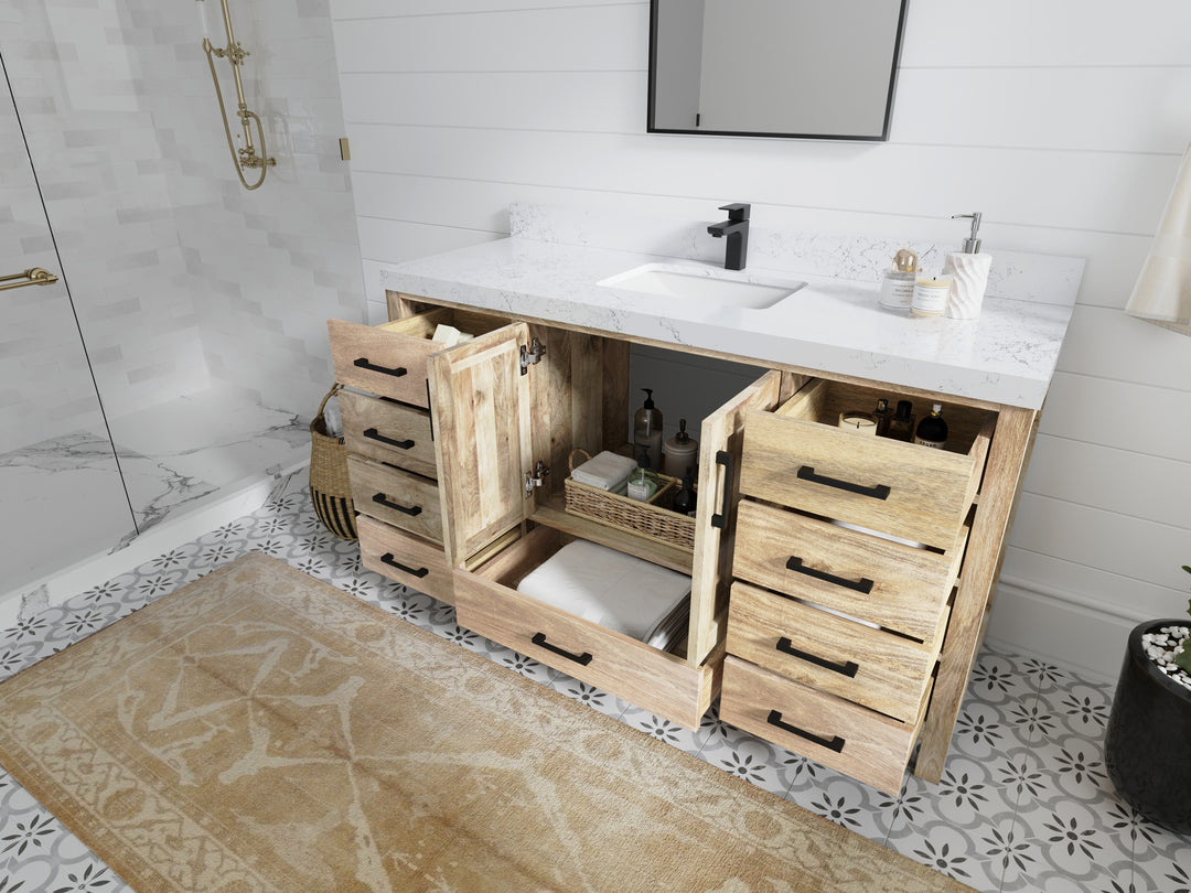 Malibu Mango Wood 60 in. W x 22 in. D Single Sink Bathroom Vanity