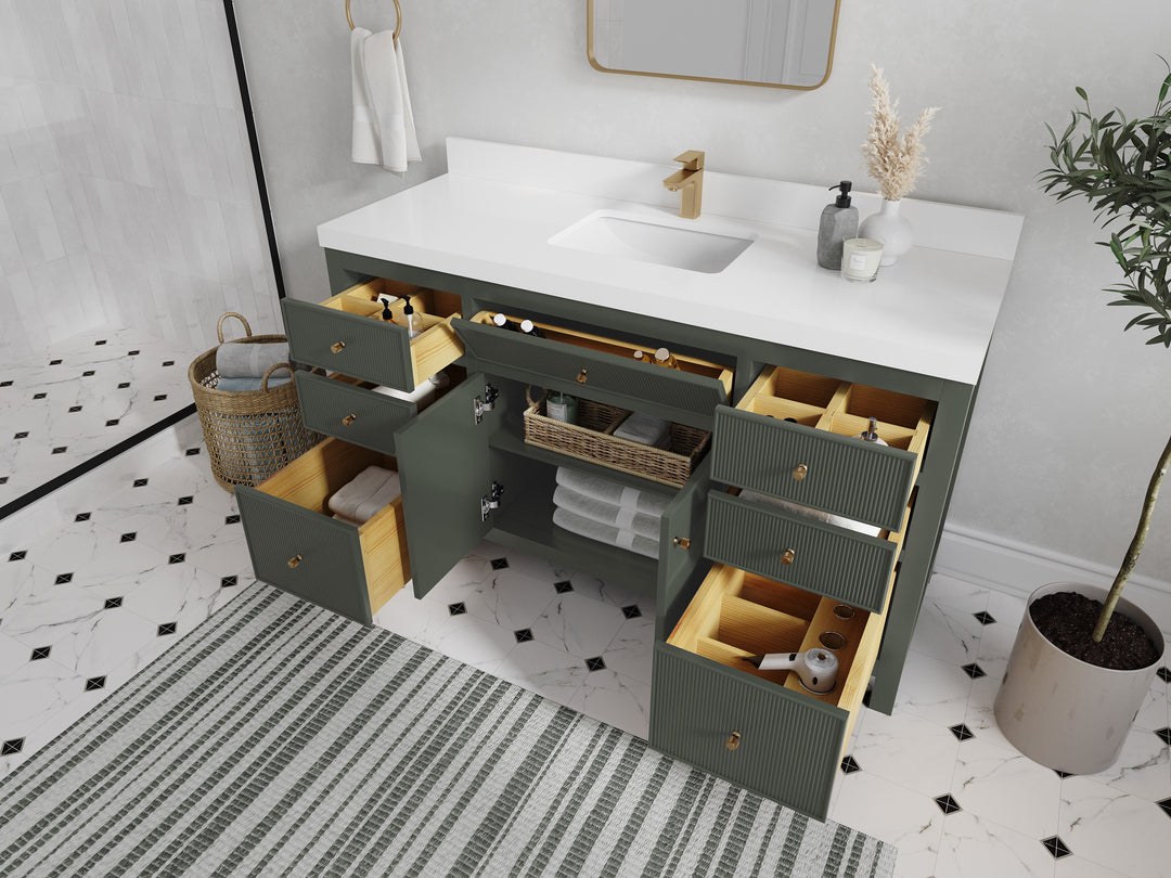 Sonoma 60 in W x 22 in D Free Standing Reeded Single Sink Bathroom Vanity