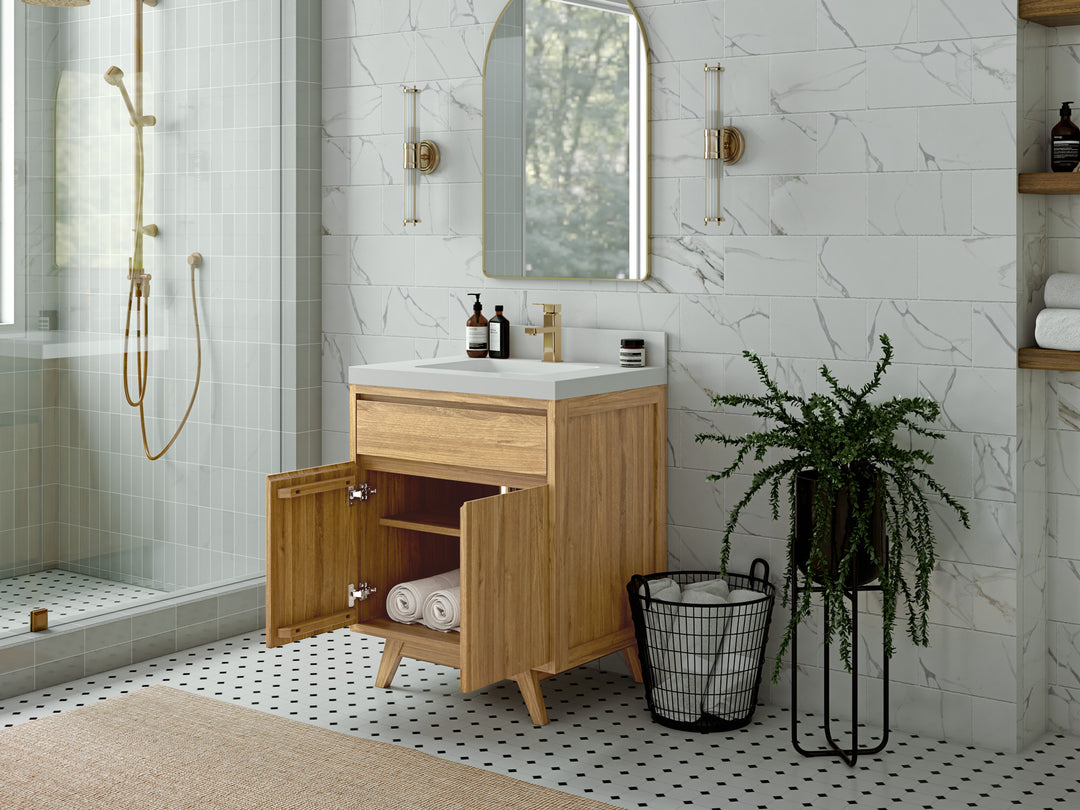 Madison Teak Wood 30 in. W x 22 in. D Single Sink Bathroom Vanity