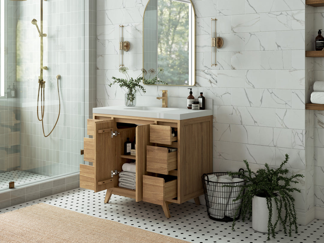Madison Teak Wood 42 in. W x 22 in. D Single Sink Bathroom Vanity