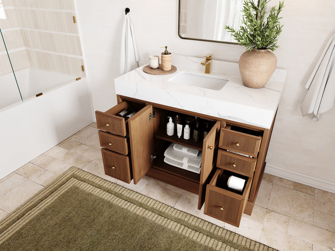 Manhattan Teak Wood 48 in. W x 22 in. D Single Sink Bathroom Vanity