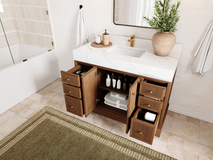 Manhattan Teak Wood 48 in. W x 22 in. D Single Sink Bathroom Vanity - photo 3