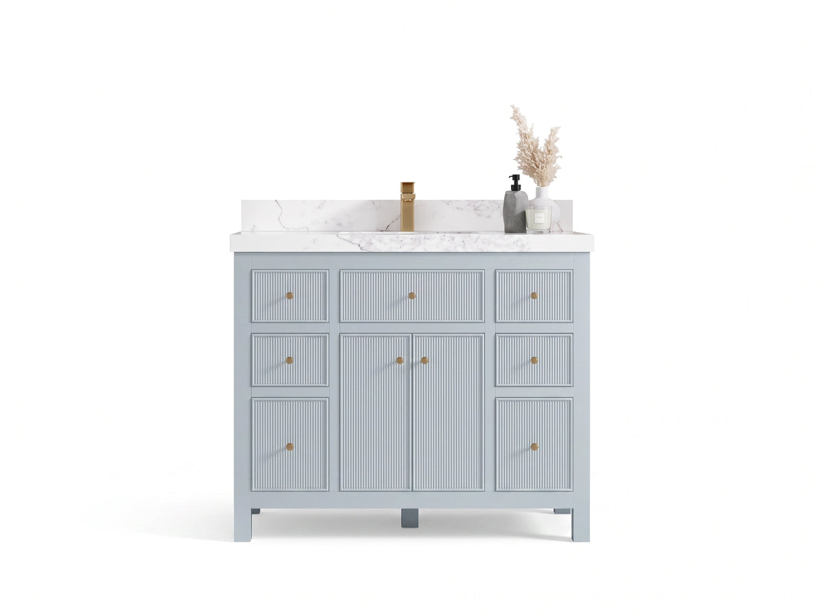 Sonoma 42 in W x 22 in D Free Standing Reeded Single Sink Bathroom Vanity