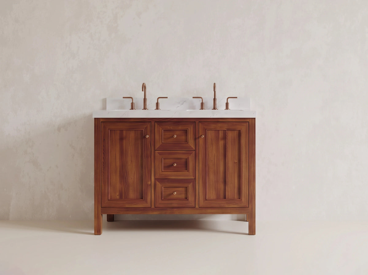 Nashville Teak Wood 48 in. W x 22 in. D Double Sink Bathroom Vanity