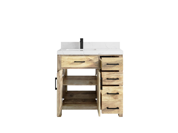 Malibu Mango Wood 36 in. W x 22 in. D Left Offset Sink Bathroom Vanity - photo 5