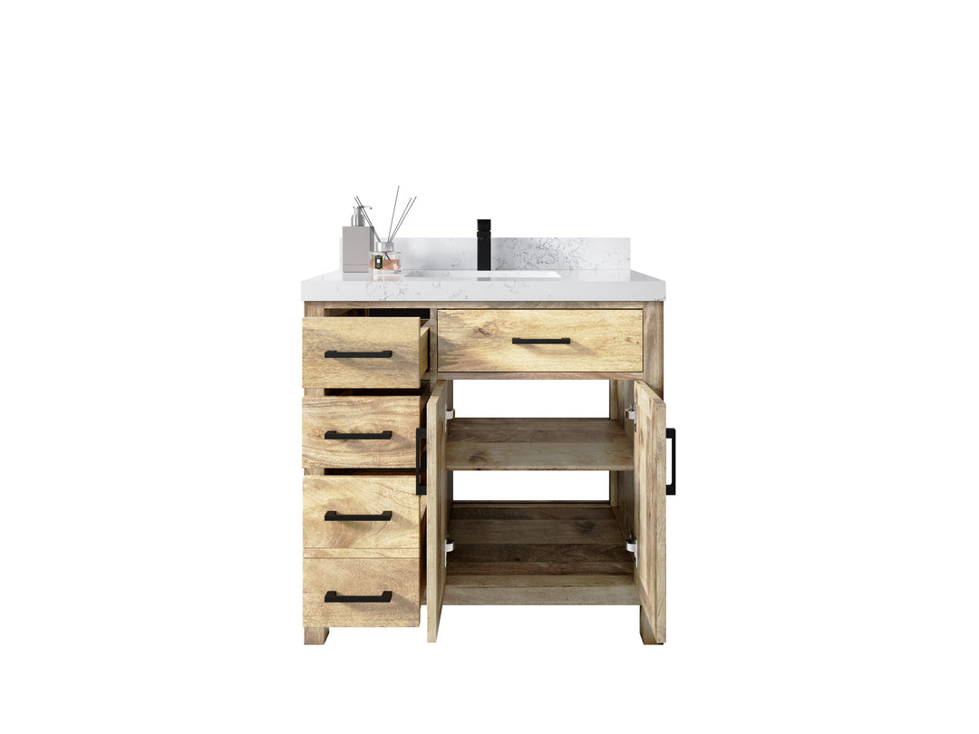 Malibu Mango Wood 36" W x 22" D Center Sink Vanity for a Luxe Bathroom Look