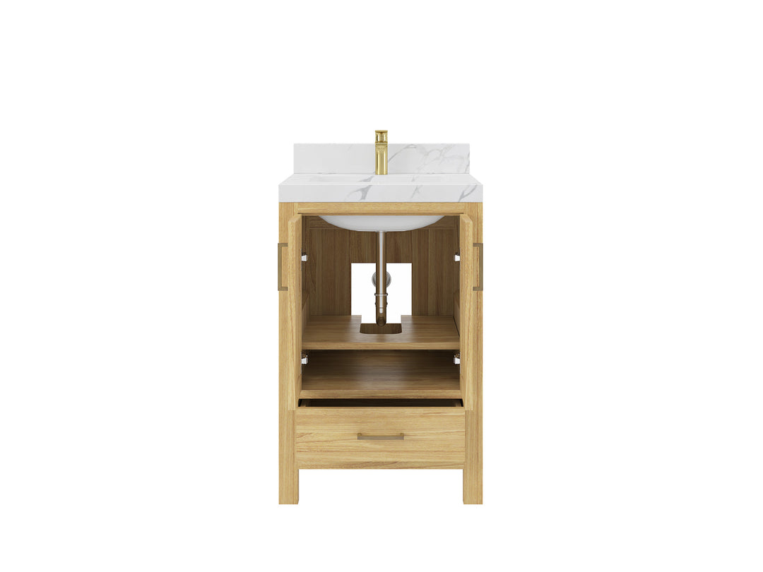 Malibu Teak Wood 24 in. W x 22 in. D Single Sink Bathroom Vanity