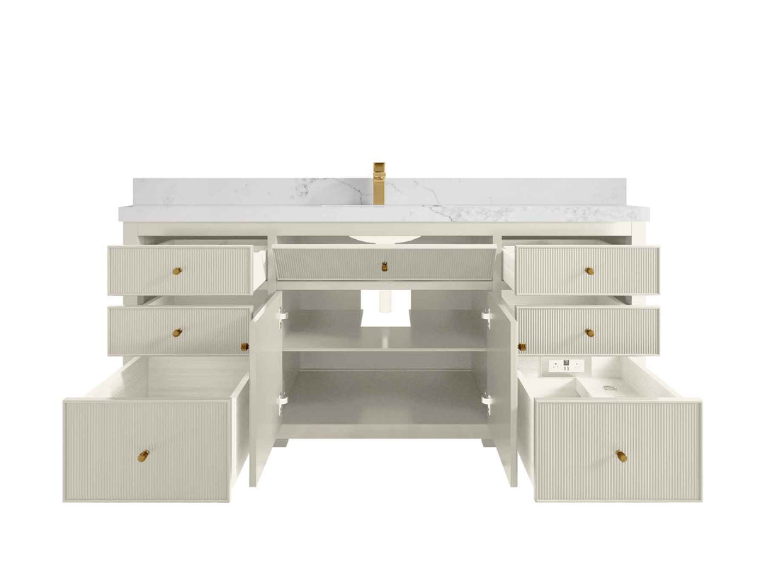 Sonoma 72 in W x 22 in D Free Standing Reeded Single Sink Bathroom Vanity