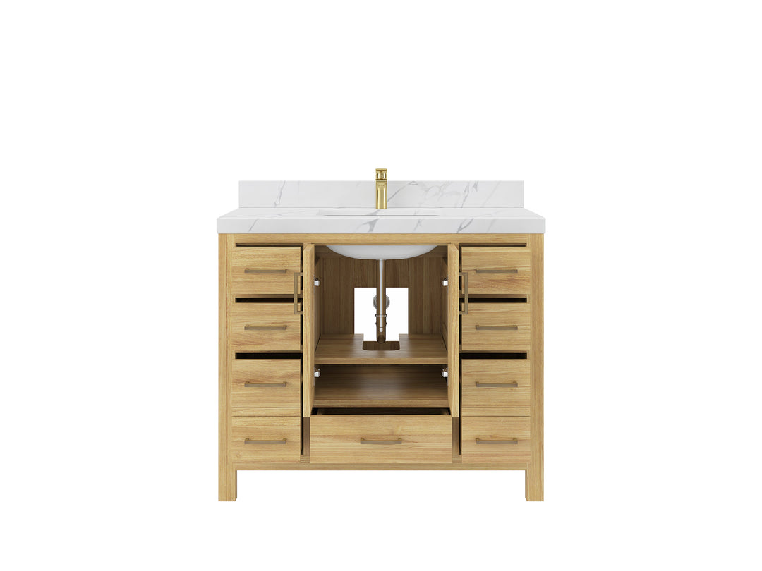 Malibu Teak Wood 42 in. W x 22 in. D Single Sink Bathroom Vanity